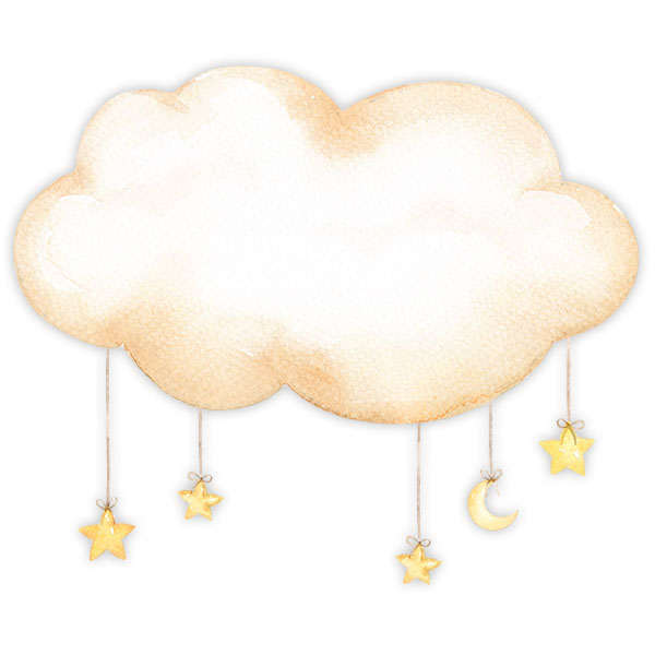 Stickers pour enfants: Nuage avec des étoiles suspendues