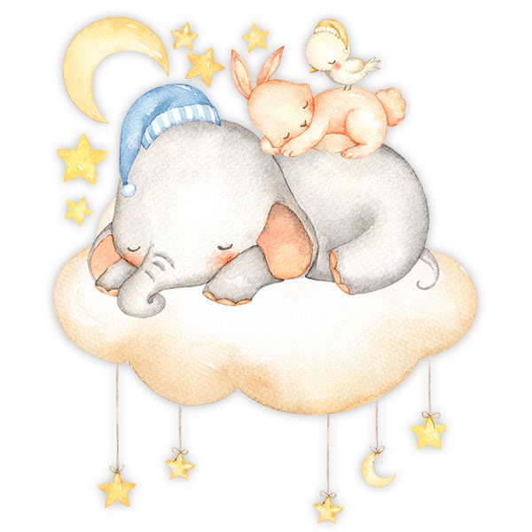 Stickers pour enfants: Kit animaux dormant dans le nuage