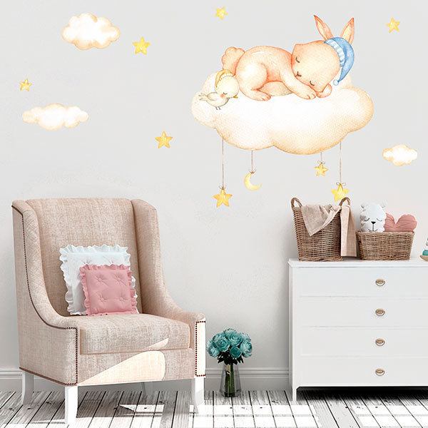 Stickers pour enfants: Kit Lapin dormant sur les nuages