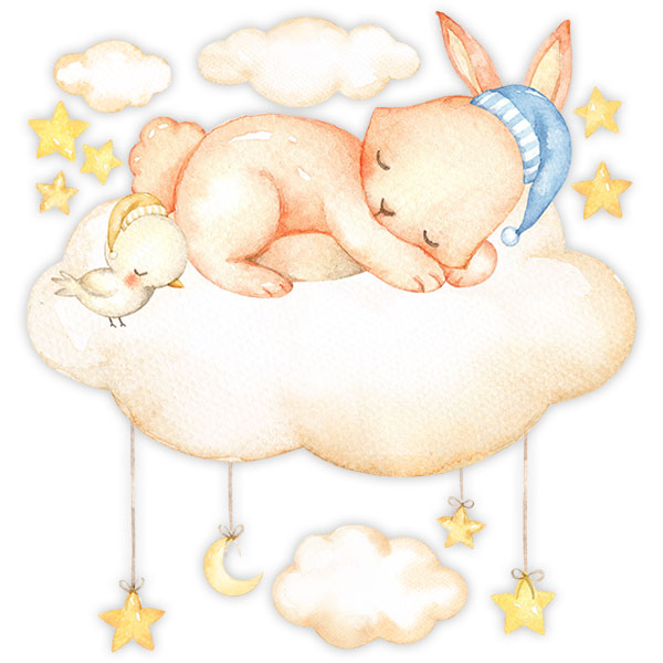 Stickers pour enfants: Kit Lapin dormant sur les nuages