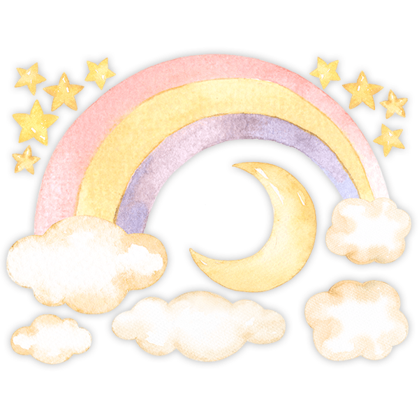 Stickers pour enfants: Kit aquarelle arc-en-ciel