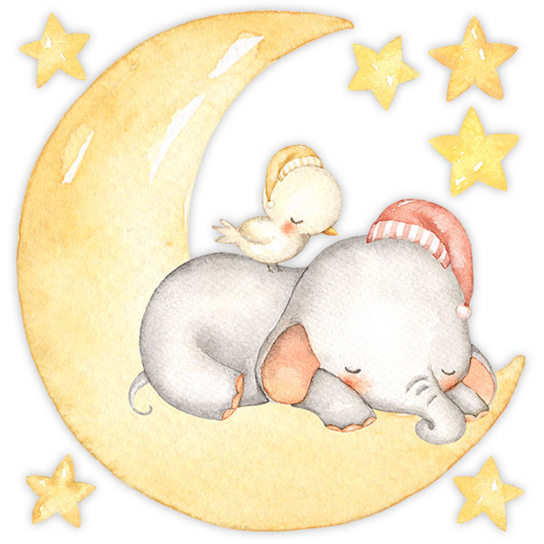 Stickers chambre bébé - Animaux touchant la lune