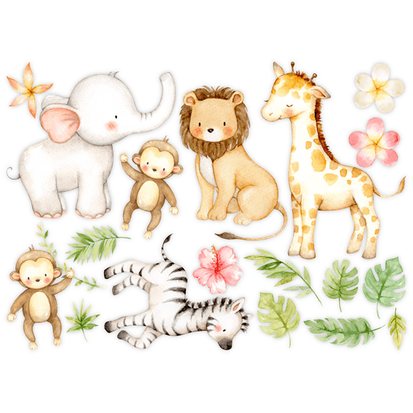 Stickers pour enfants: Kit aquarelle jungle