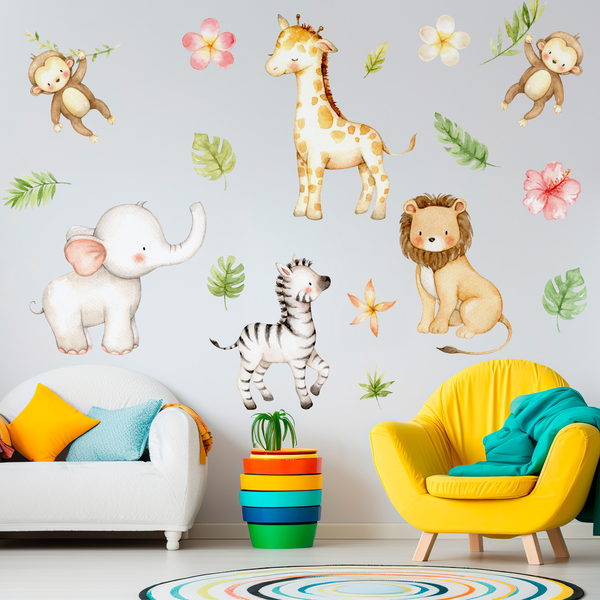 Stickers pour enfants: Kit aquarelle jungle