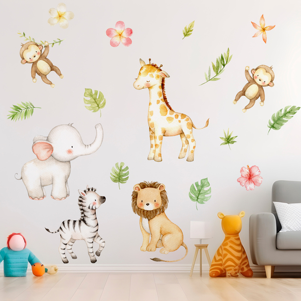 Stickers pour enfants: Kit aquarelle jungle