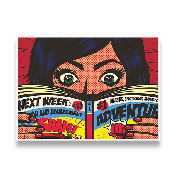 Stickers muraux: Fille lisant une bande dessinée