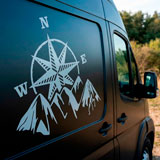 Stickers camping-car: Rose des vents dans la montagne 2