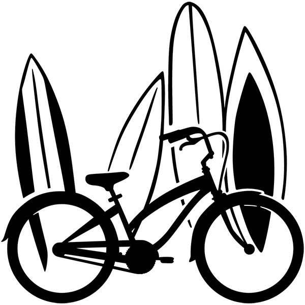 Autocollants: Vélo classique et planches de surf