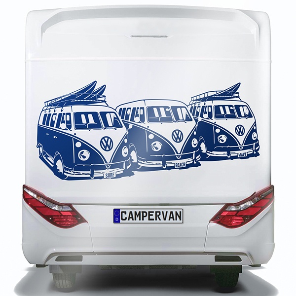 Stickers camping-car: Trio de camionnettes de surf