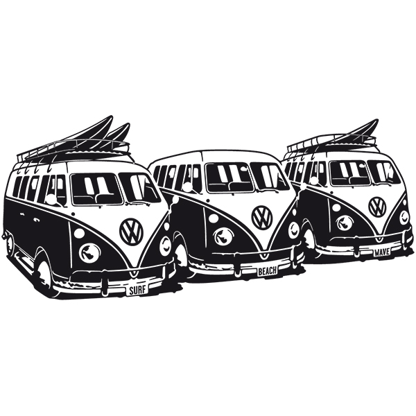 Stickers camping-car: Trio de camionnettes de surf