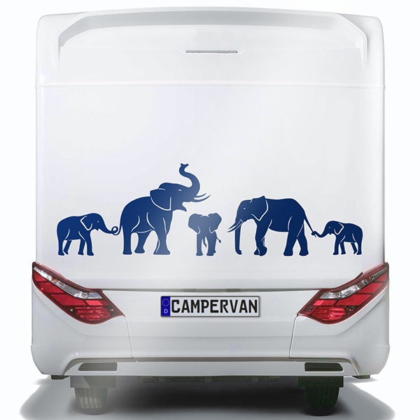Stickers camping-car: Eléphants en famille