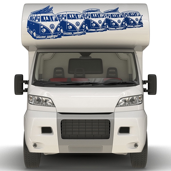 Stickers camping-car: Quintette de fourgons de surf