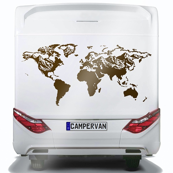 Autocollants: Carte du Monde Montagneux