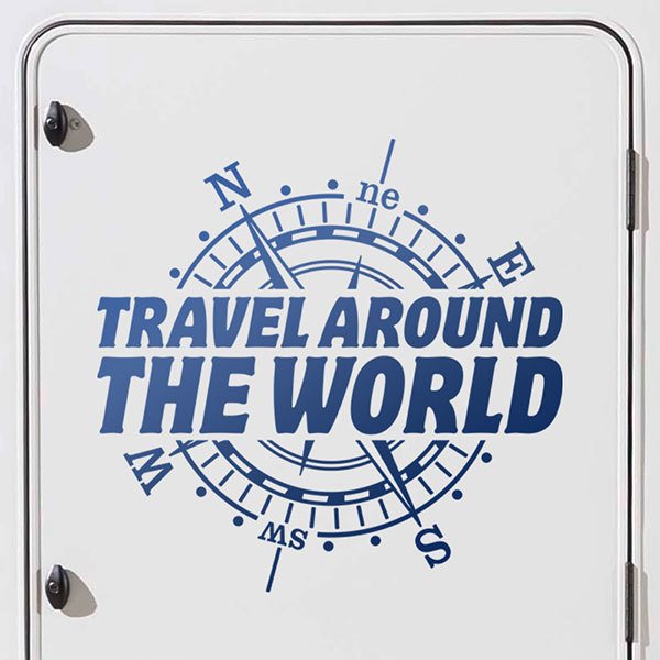 Stickers camping-car: Itinéraire autour du monde, en anglais