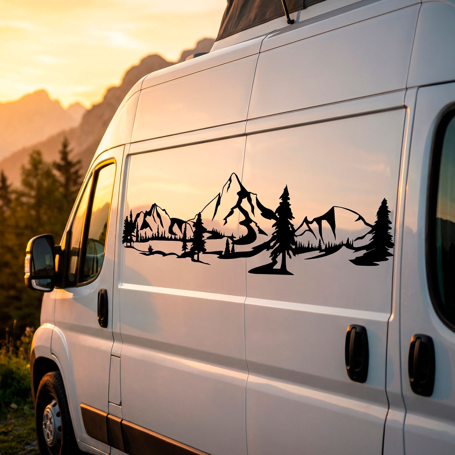 Stickers camping-car: Paysage de montagne
