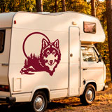 Stickers camping-car: Loup dans la for&ecirc;t 2