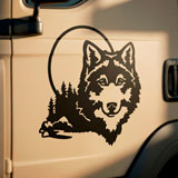 Stickers camping-car: Loup dans la for&ecirc;t 9