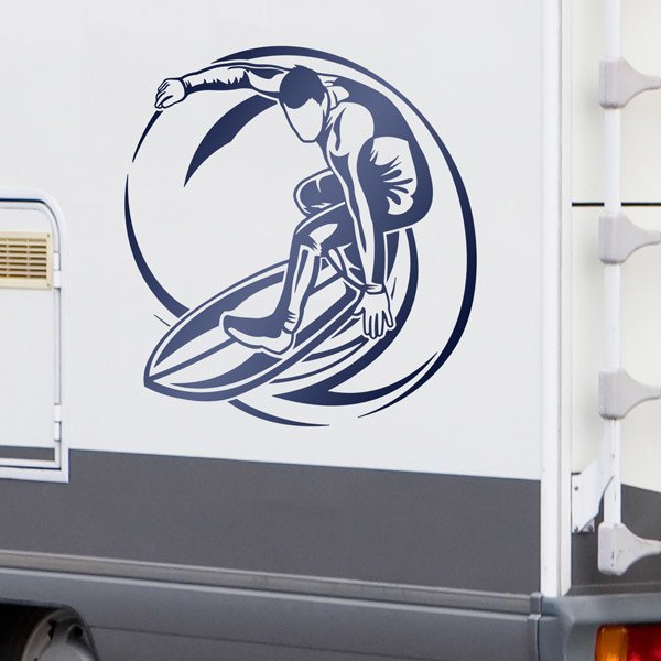 Stickers camping-car: Surfer sur une grosse vague