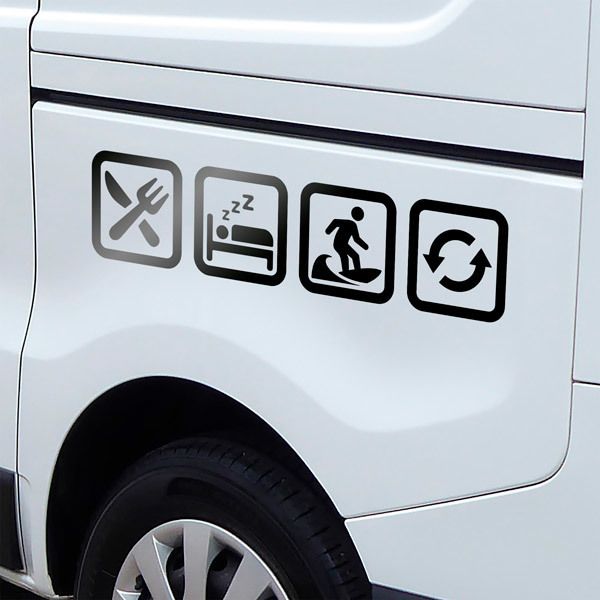 Stickers camping-car: Symboles de la routine de surf