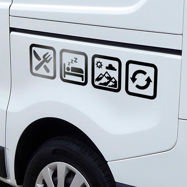 Stickers camping-car: Symboles routine de montagne