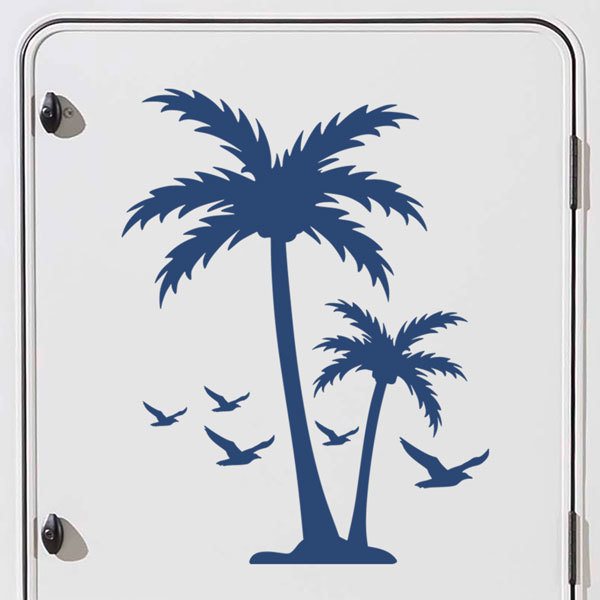 Stickers camping-car: Mouettes parmi les palmiers