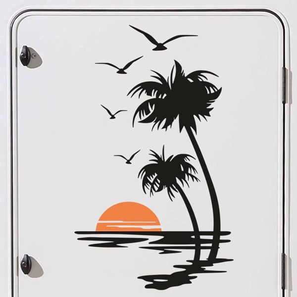 Stickers camping-car: Coucher de soleil dans la mer