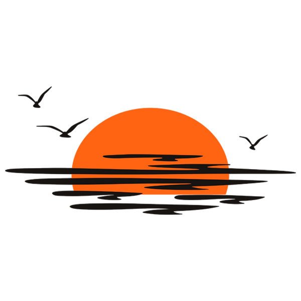 Stickers camping-car: Coucher de soleil parmi les nuages et les oiseaux