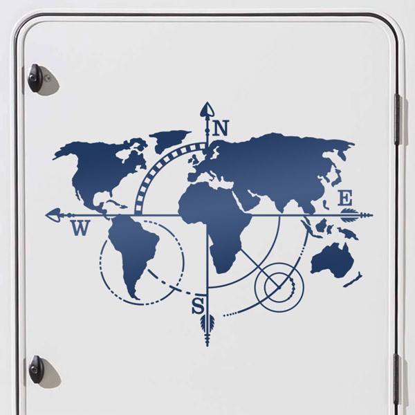 Autocollants: Carte du Monde de la Boussole
