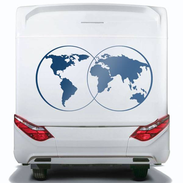Stickers camping-car: Carte du Monde Circulaire