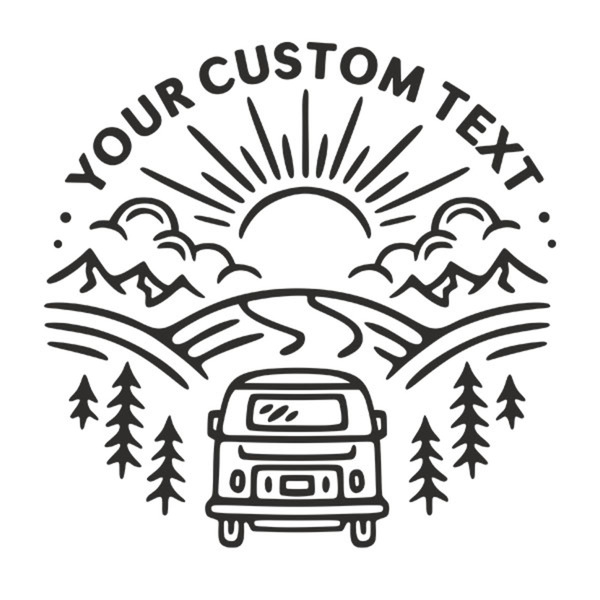Stickers camping-car: Voyage en caravane Texte modifiable