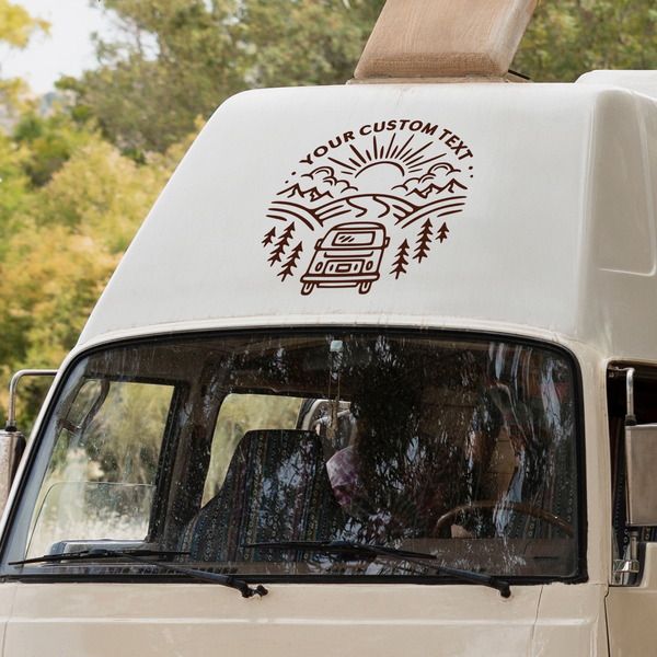 Stickers camping-car: Voyage en caravane Texte modifiable