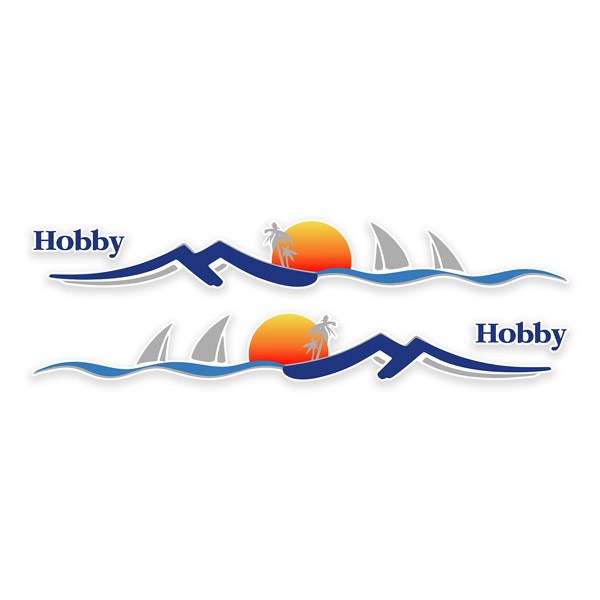 Stickers camping-car: Landscape set sea and beach with sunset
