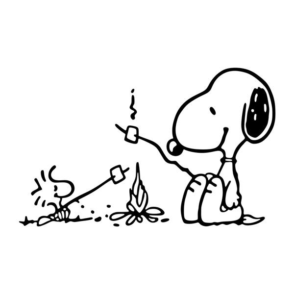 Stickers camping-car: Feu de camp Snoopy