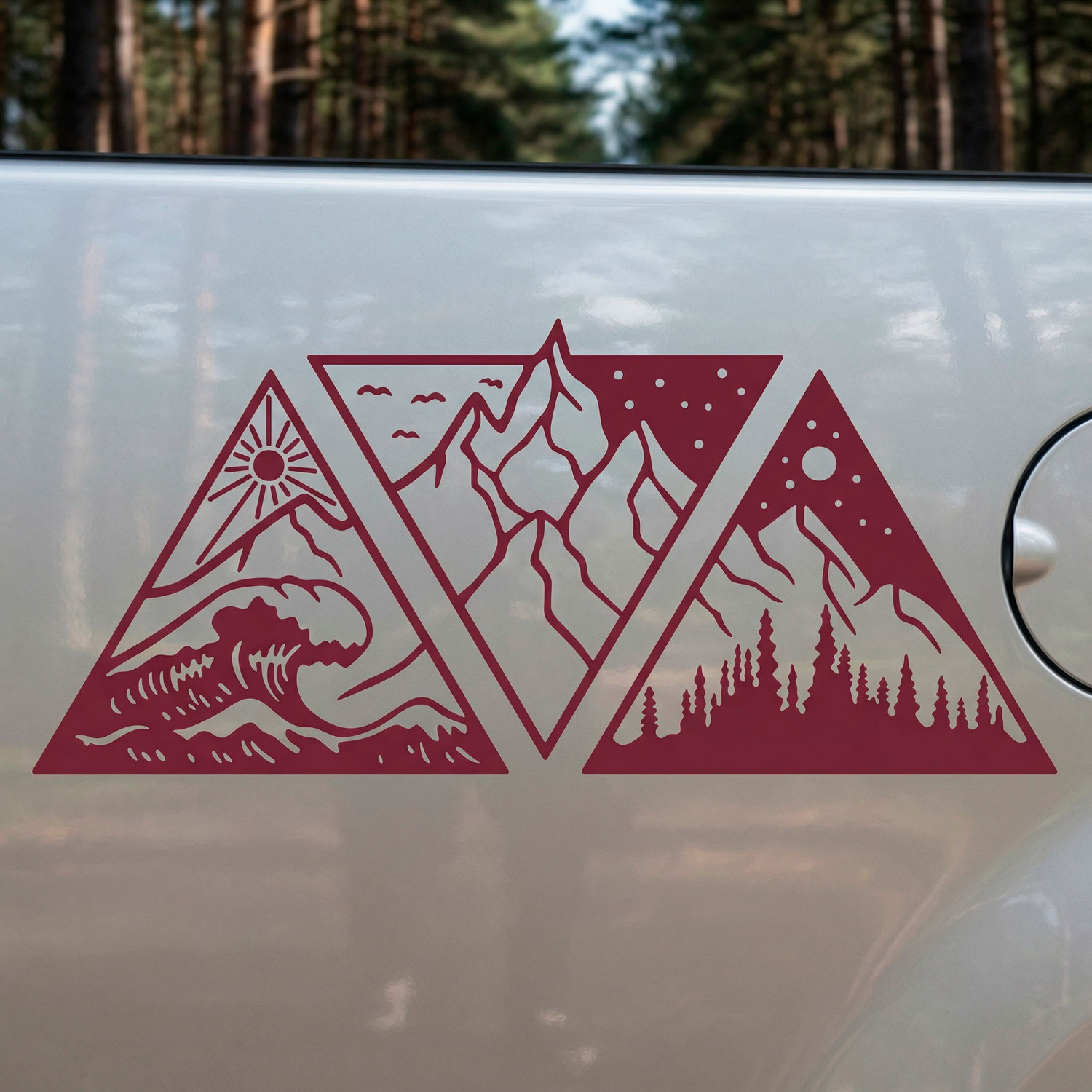 Stickers camping-car: Jour, nuit, montagne et plage