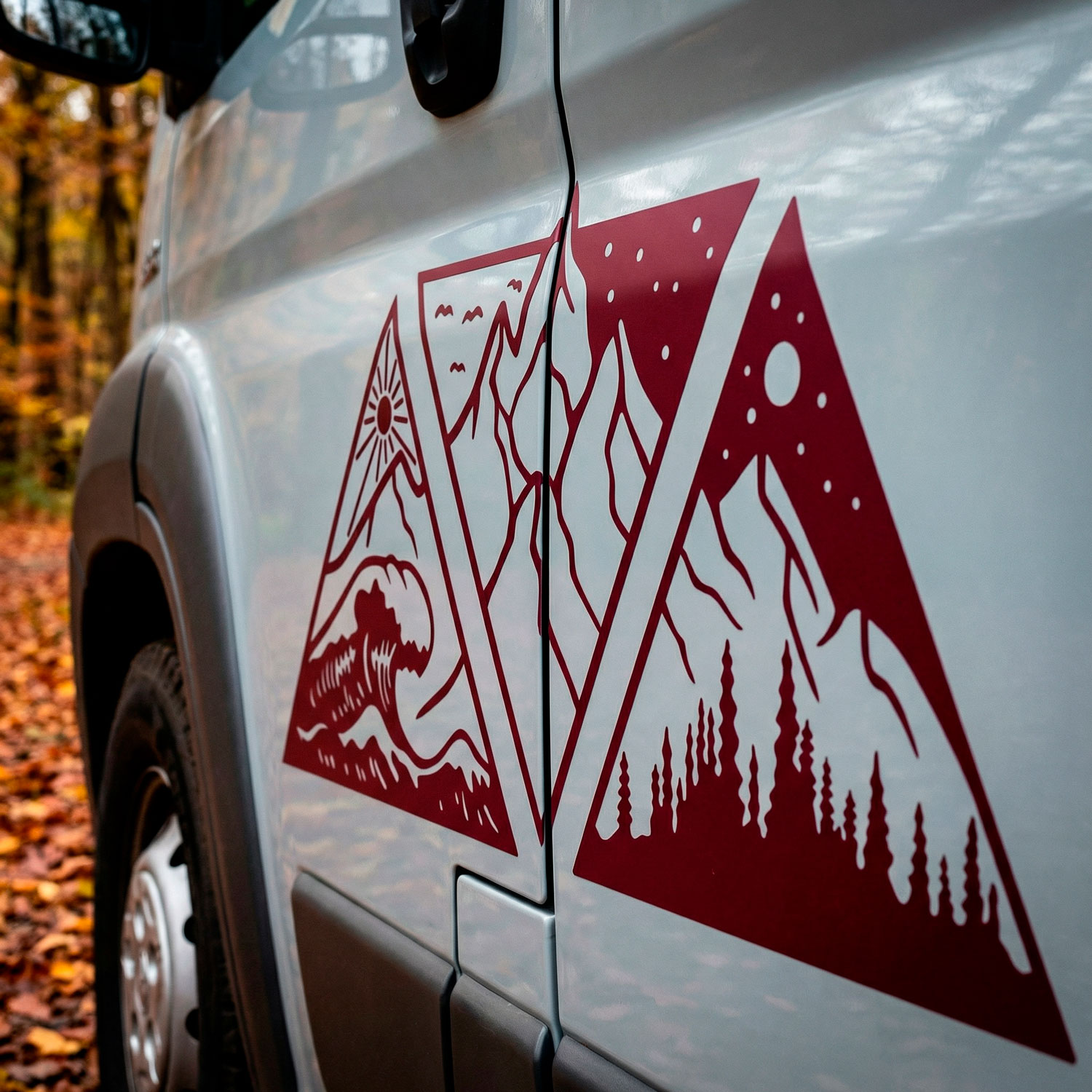 Stickers camping-car: Jour, nuit, montagne et plage