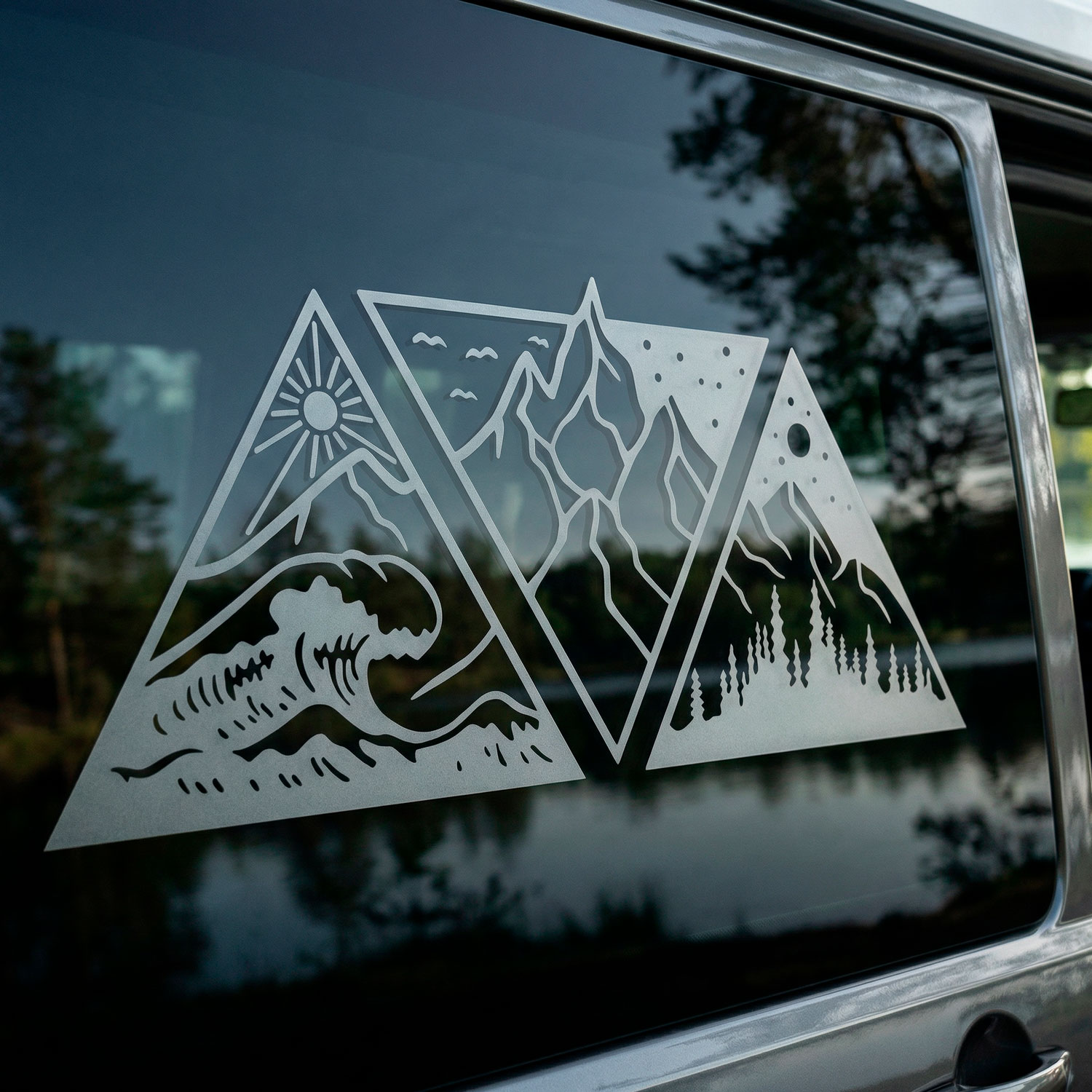 Stickers camping-car: Jour, nuit, montagne et plage