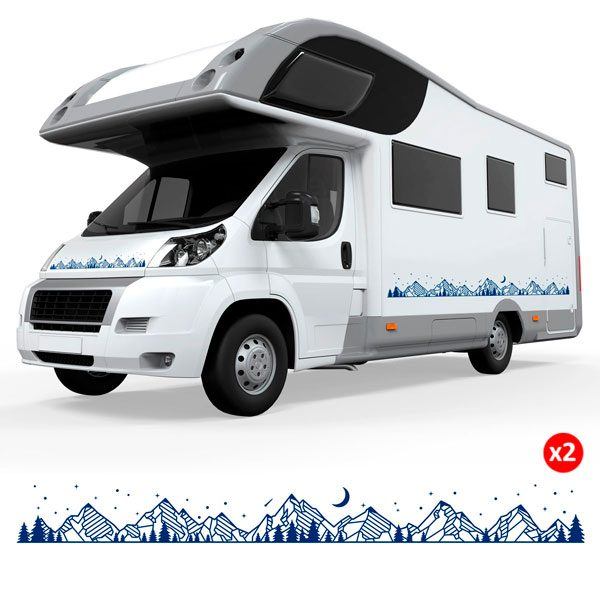 Stickers camping-car: Paysage montagnard de nuit