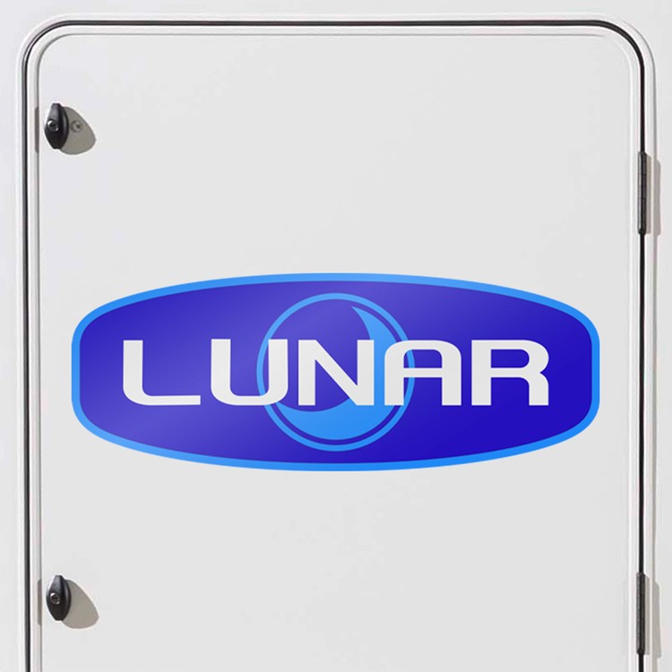 Stickers camping-car: Autocollant logo Lunar en tons bleus pour camping-