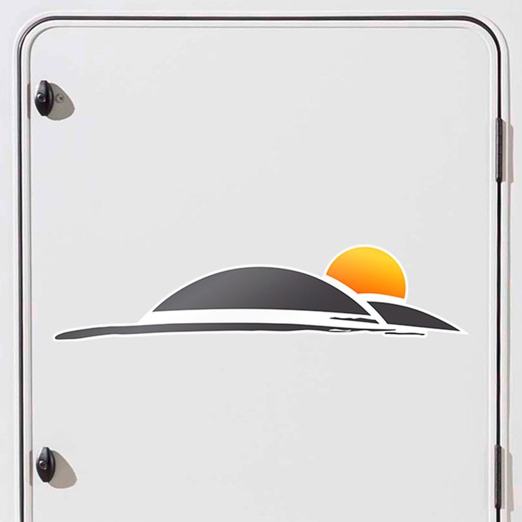 Stickers camping-car: Autocollant décoratif coucher de soleil gauche pou