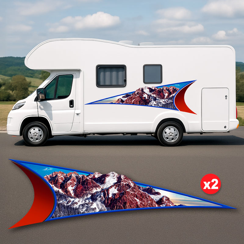 Stickers camping-car: Montagnes Enneigées