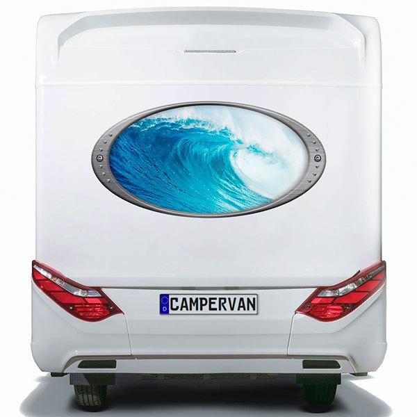 Stickers camping-car: Cadre elliptique grande vague
