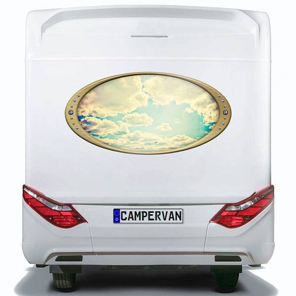 Stickers camping-car: Cadre elliptique nuages