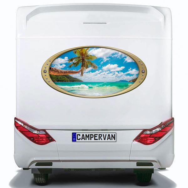 Autocollants: Cadre elliptique palmier sur la plage