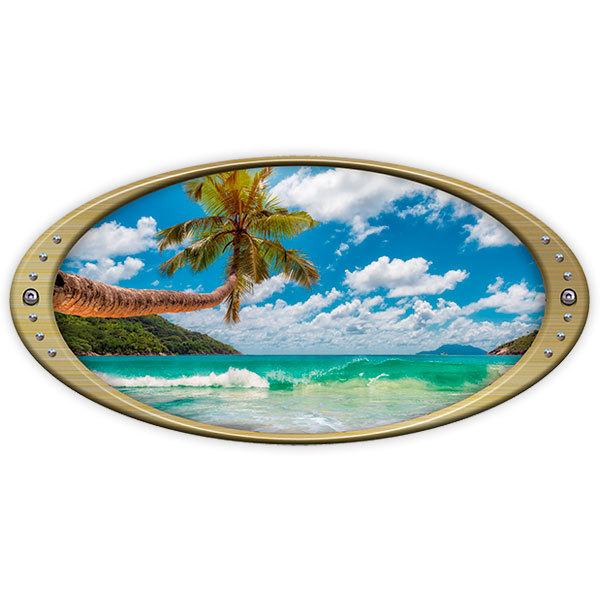 Autocollants: Cadre elliptique palmier sur la plage