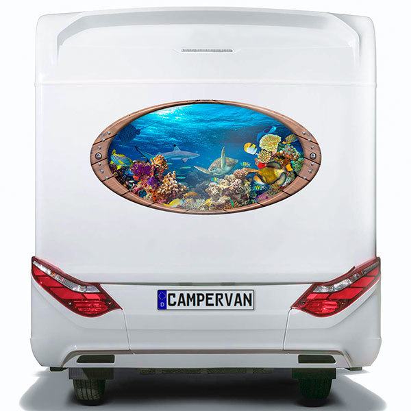 Stickers camping-car: Cadre elliptique Fonds marins