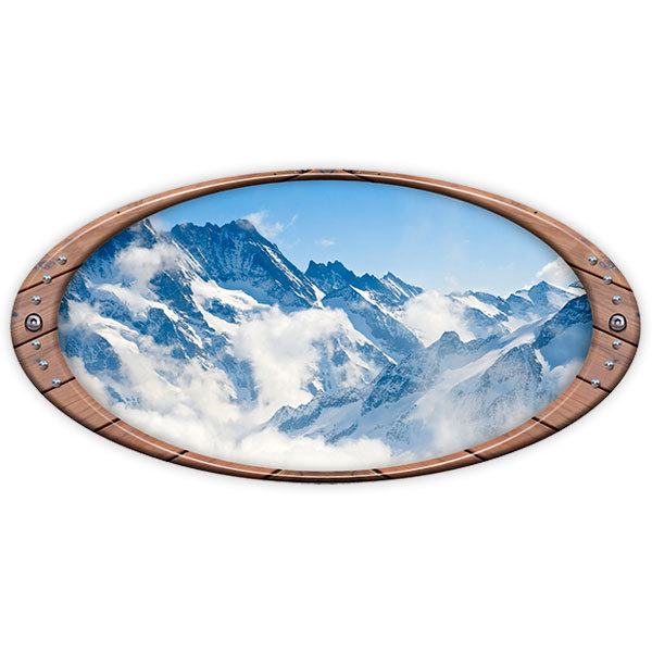 Stickers camping-car: Cadre elliptique montagnes enneigées