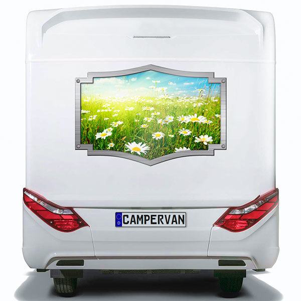 Stickers camping-car: Cadre ornemental marguerite