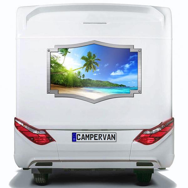 Stickers camping-car: Cadre ornemental plage des Caraïbes