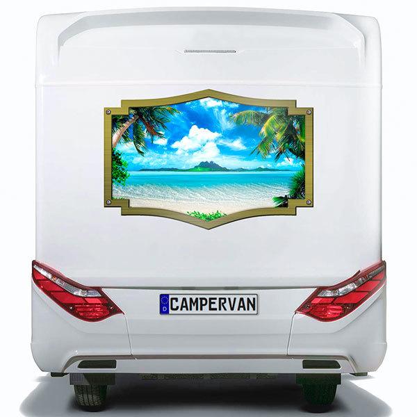Stickers camping-car: Cadre ornemental plage hawaïenne