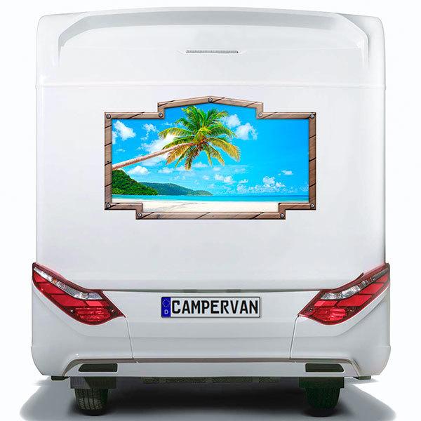 Stickers camping-car: Cadre vintage palmier hawaïen